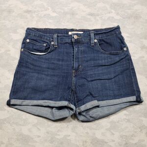 Levis Shorts Womens 31 Blue‎ Mid Length Shorts Medium Wash Denim Stretch
